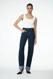 Kirralee Straight Leg Cuffed Jeans Indigo Blue