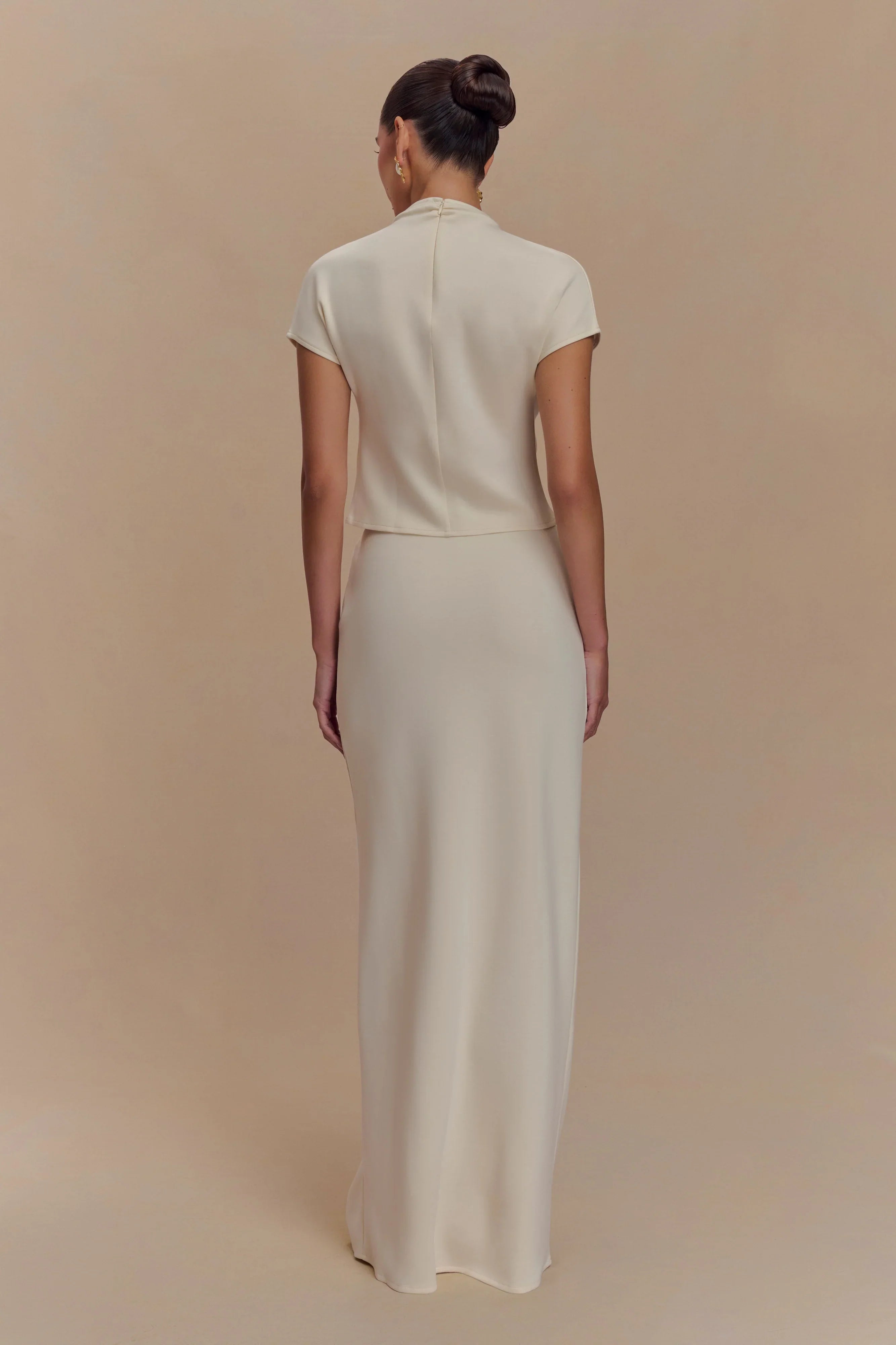 Eris Scuba Jersey Maxi Skirt Ivory