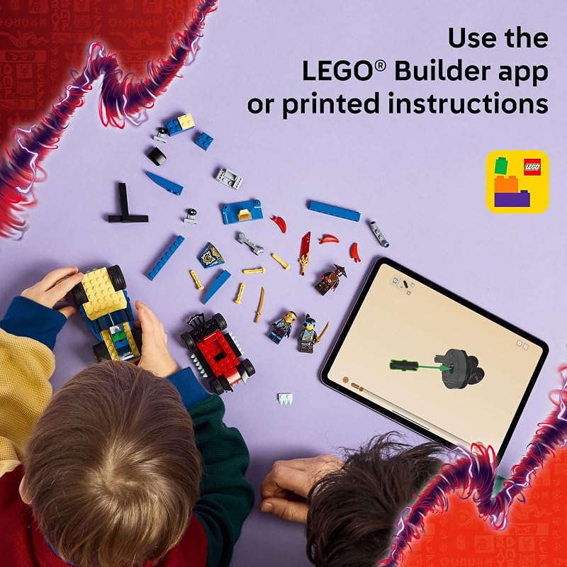 LEGO NINJAGO Rogue vs Drix Race Car Duel Building Toy for Preschool Kids Ninja Toy with Starter Brick for Boys Girls 4 Gift Idea for Birthdays Dragons Rising Fans 71840