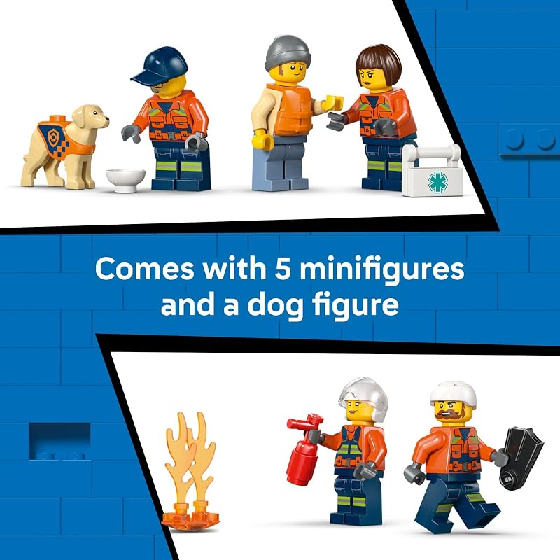 LEGO City Coast Guard Rescue Boat Helicopter Building Toys Kids Pretend Play Set for Boys Girls Ages 7 W 2 Rescue Boat Toys 5 Minifigures Dog Figure Gift Idea for Birthdays 60504