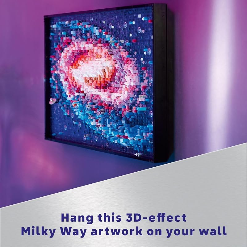 LEGO Art The Milky Way Galaxy Building Set Space Decor DIY Kits for Adults for Bedroom wall Ages 18 Gift Ideas for Astronomy Lovers Men Women Includes Frame for Display 31212