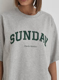 Grey Sunday Distressed Slogan Oversized T Shirt