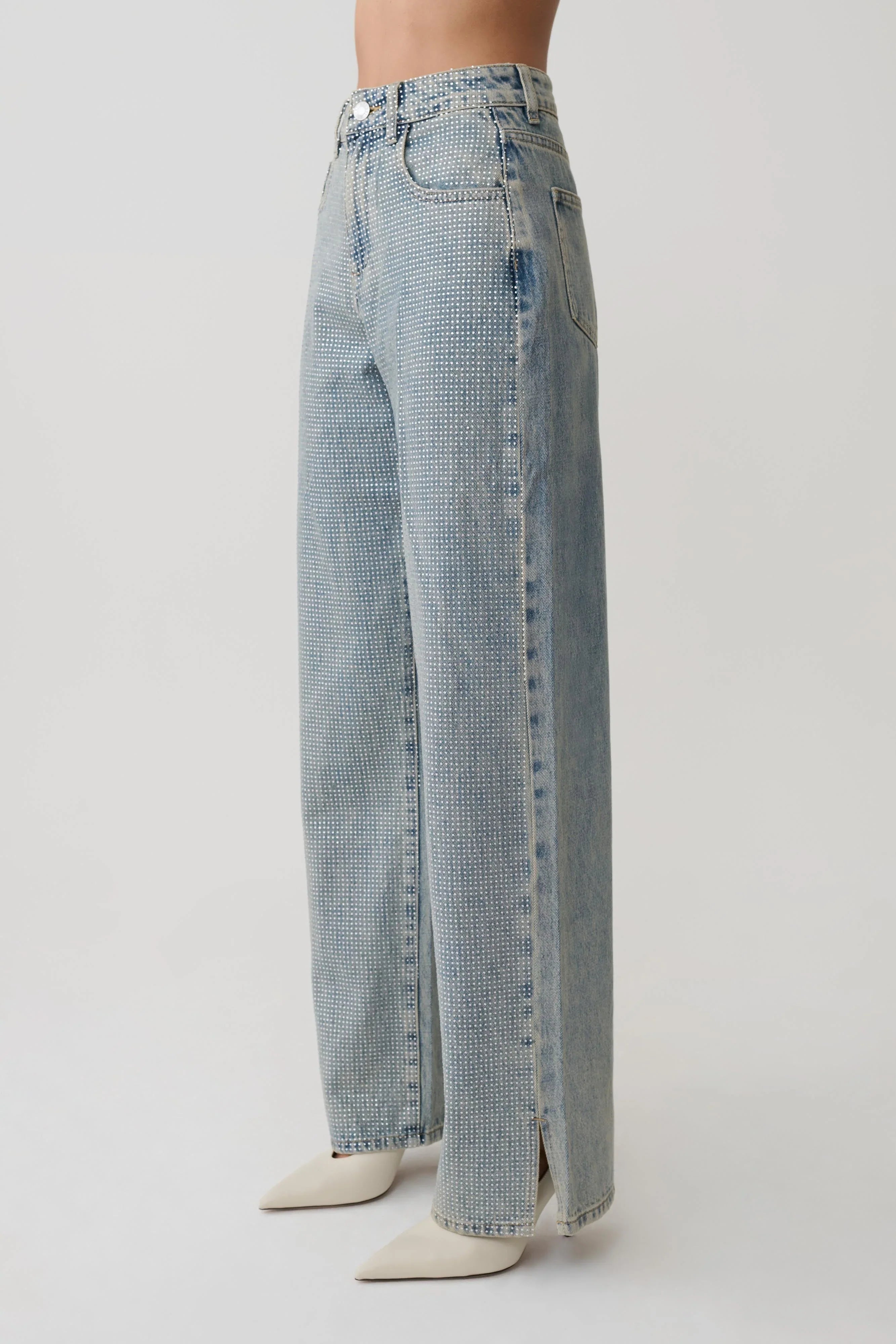 Tyla Diamante Denim Jeans Blue Green