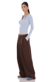 Pleated Wide Leg Trousers in Brown
