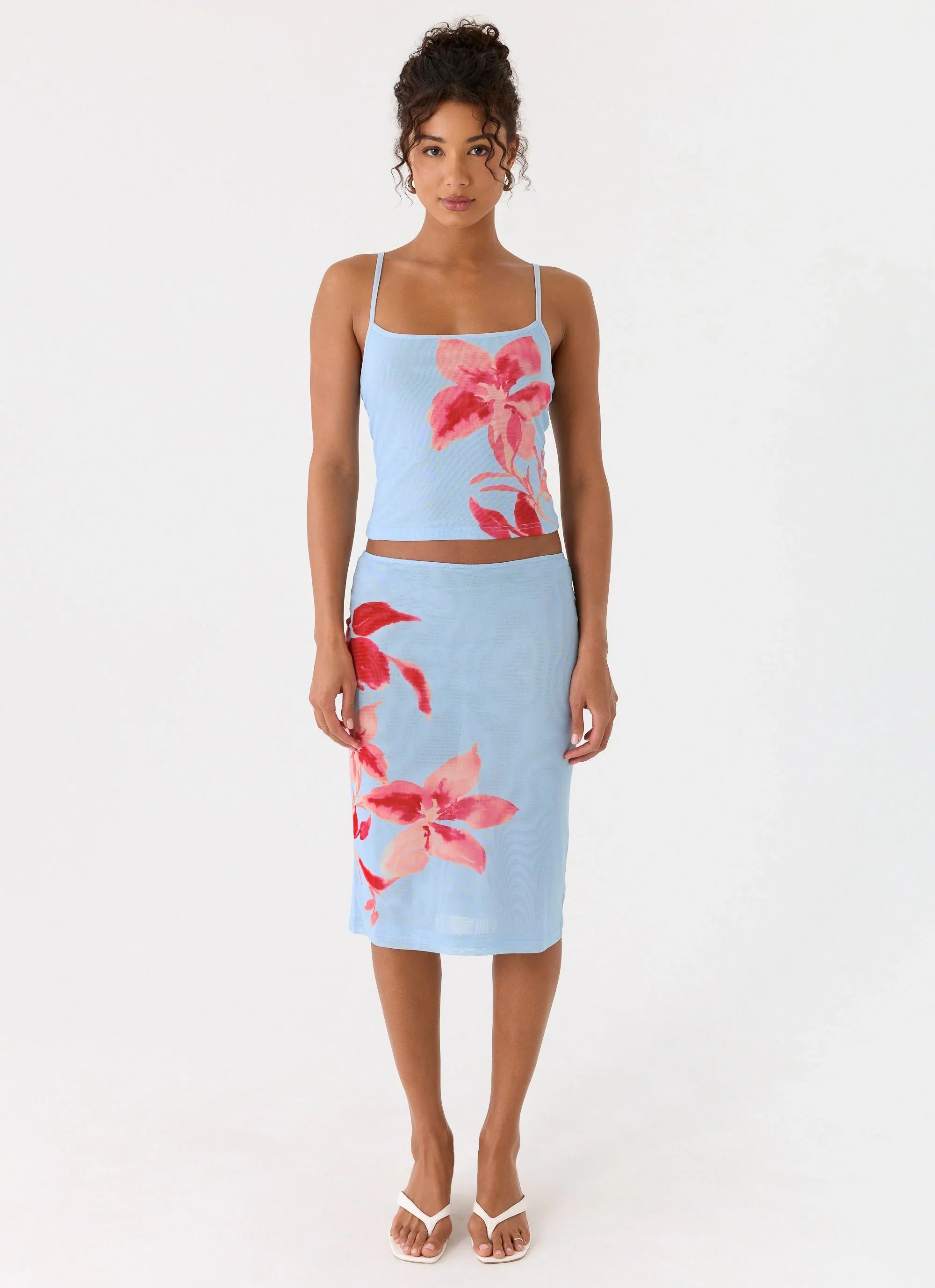 Tamia Midi Skirt Blue Petal