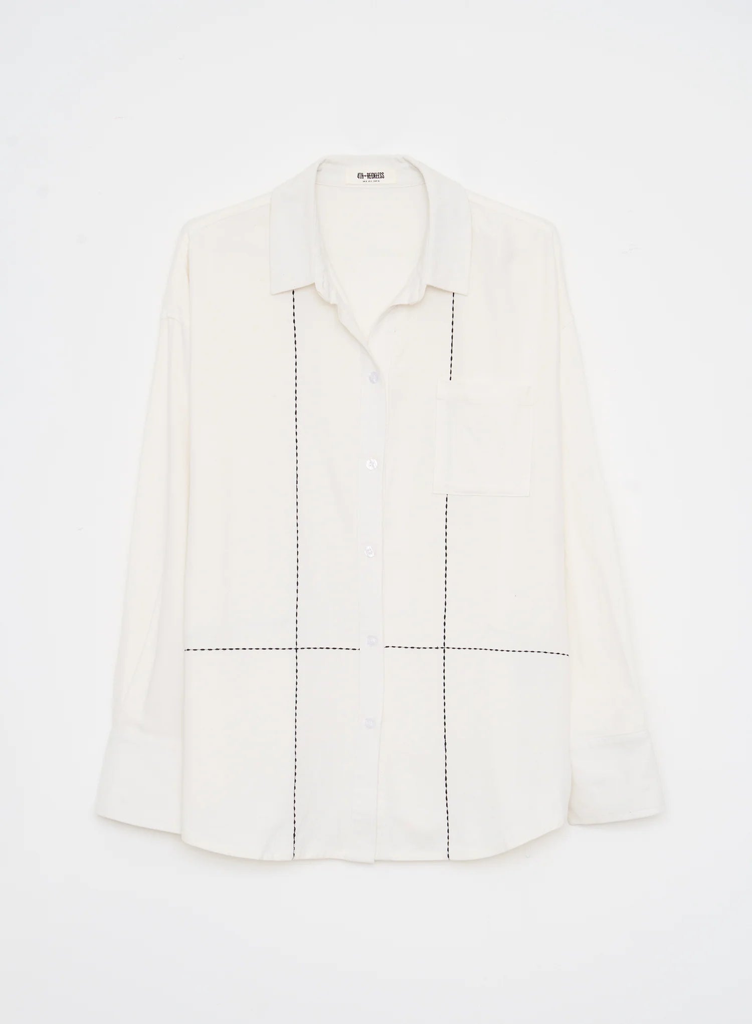 Off White Contrast Stitch Linen Oversized Shirt