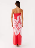 Jala Strapless Knit Maxi Dress Red Floral