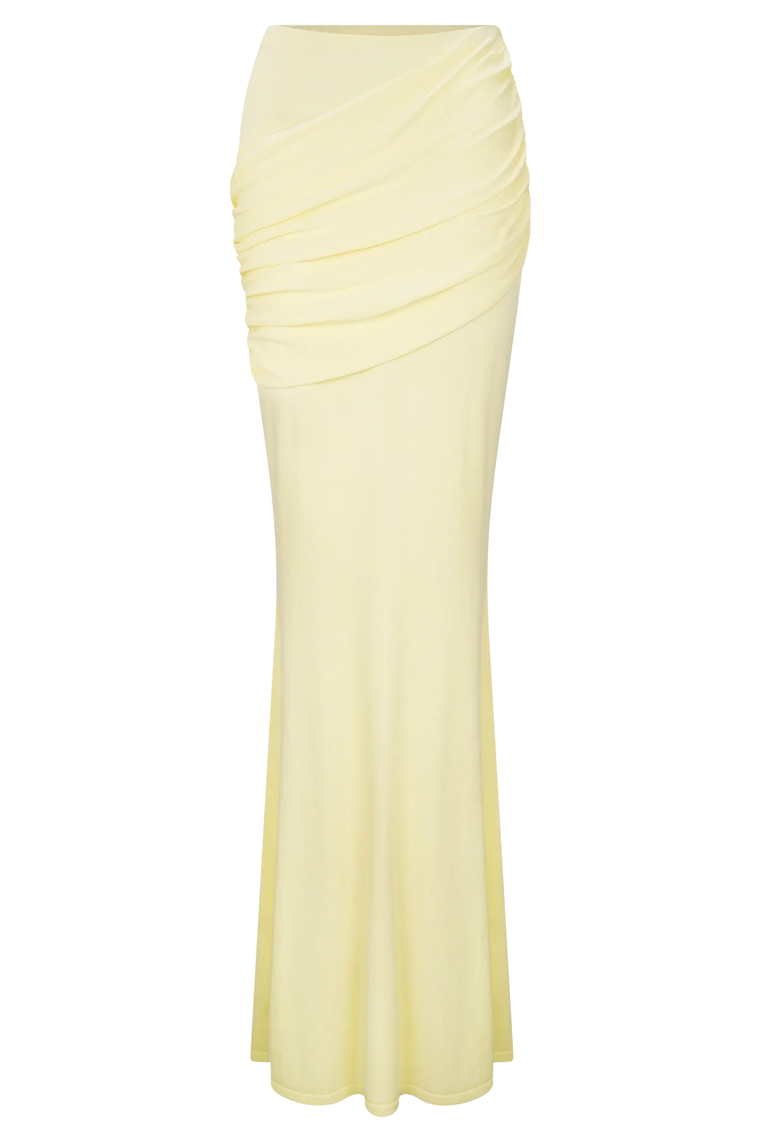 Irene Gathered Knit Maxi Skirt Lemon