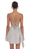 Rhinestone Jacquard A line Dress in Grey