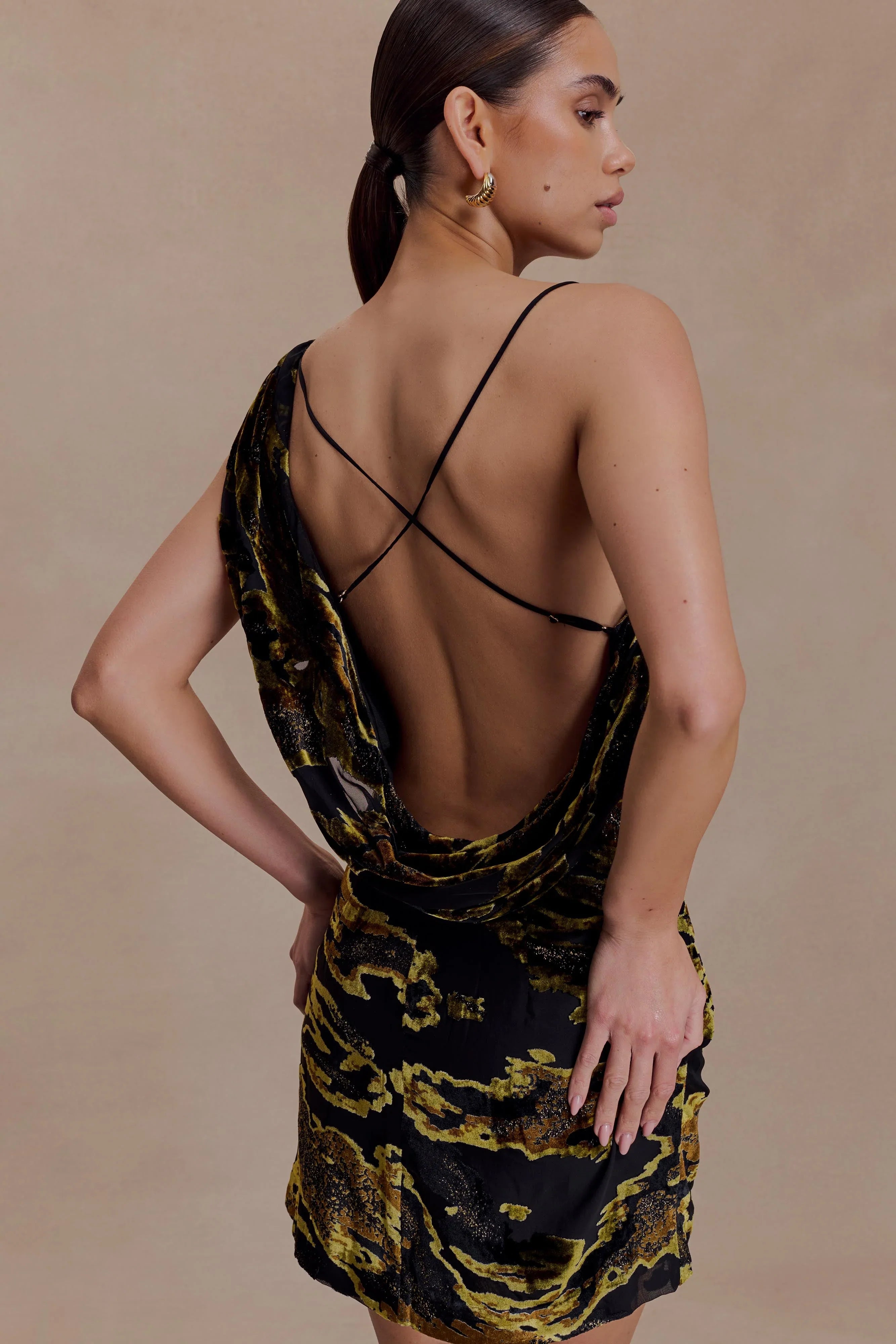 Ayana Cross Back Mini Dress Velvet Burnout
