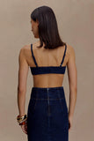Belle Denim Cropped Bralette Indigo Blue
