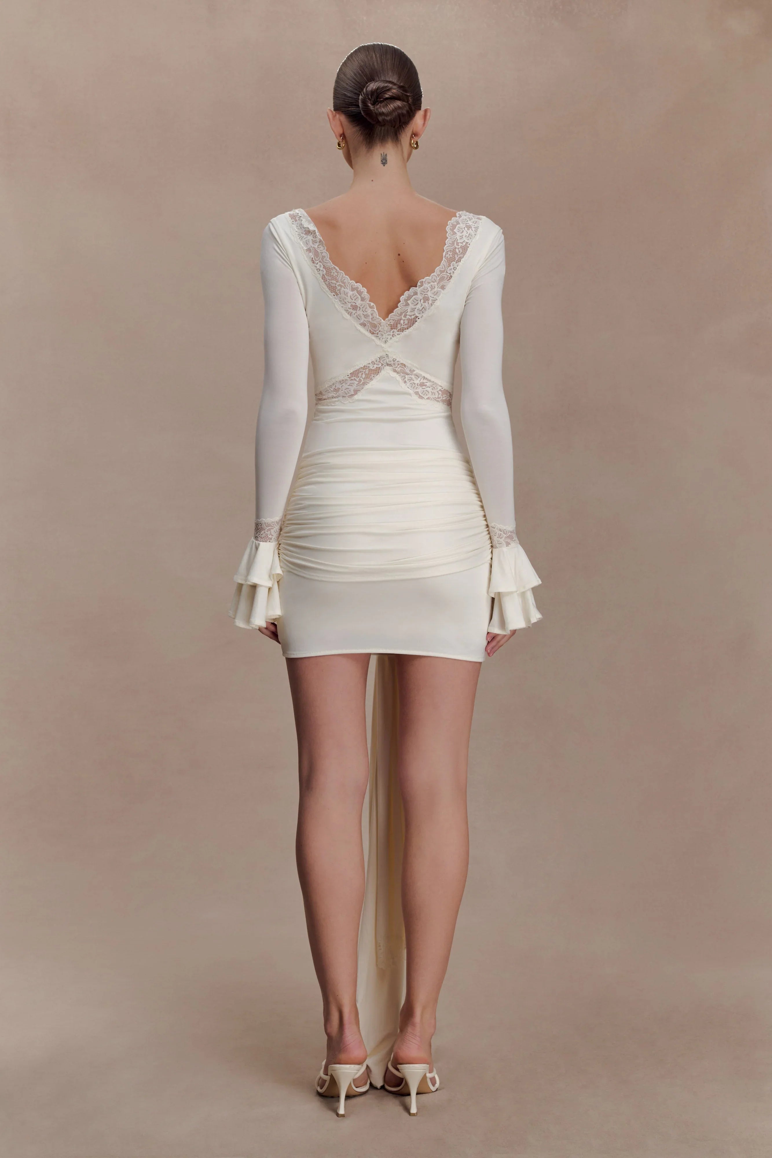 Electra Slinky Lace Mini Dress Ivory