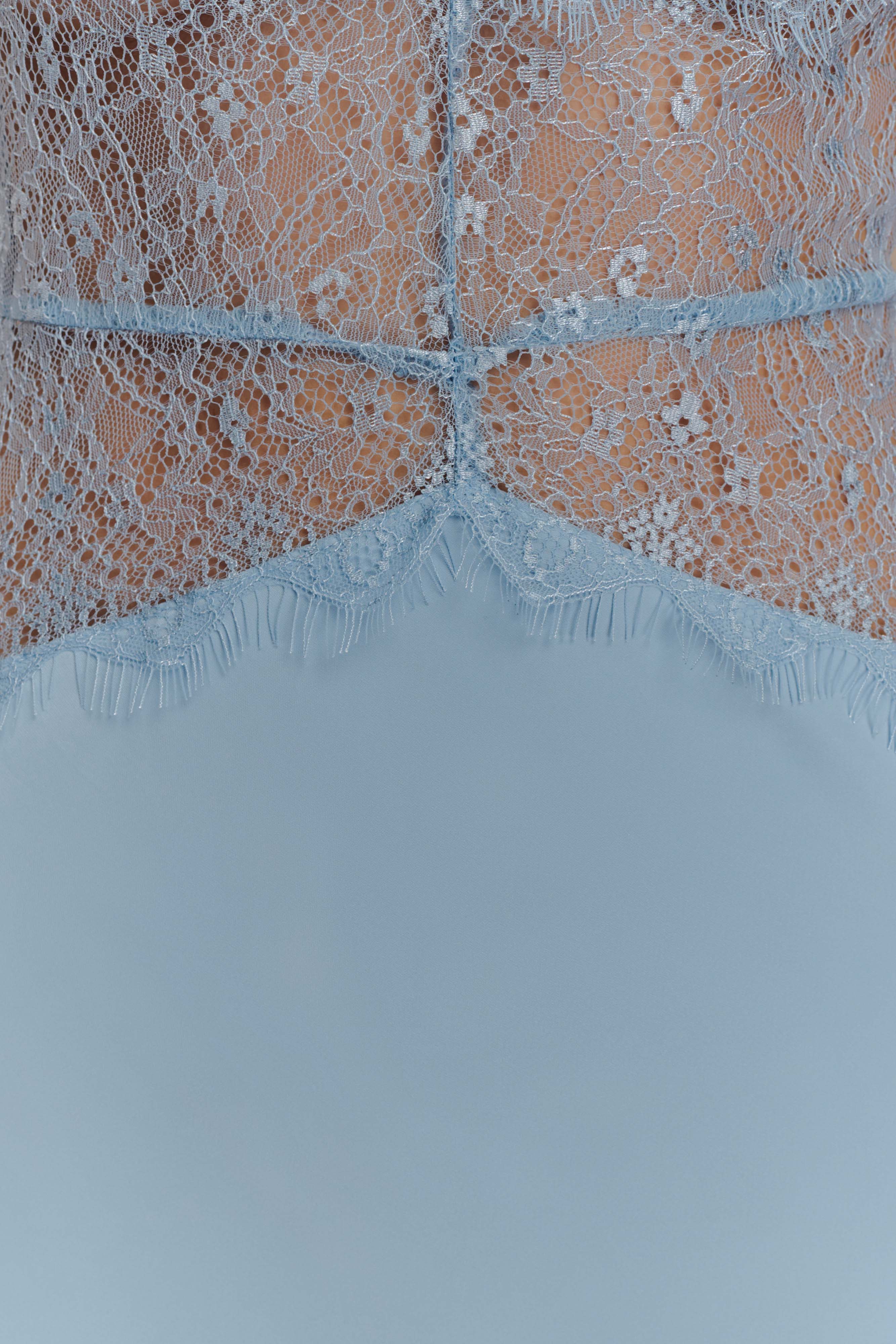 Dinah Lace And Satin Maxi Dress Cornflower Blue