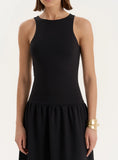 Black Jersey Drop Waist Dress