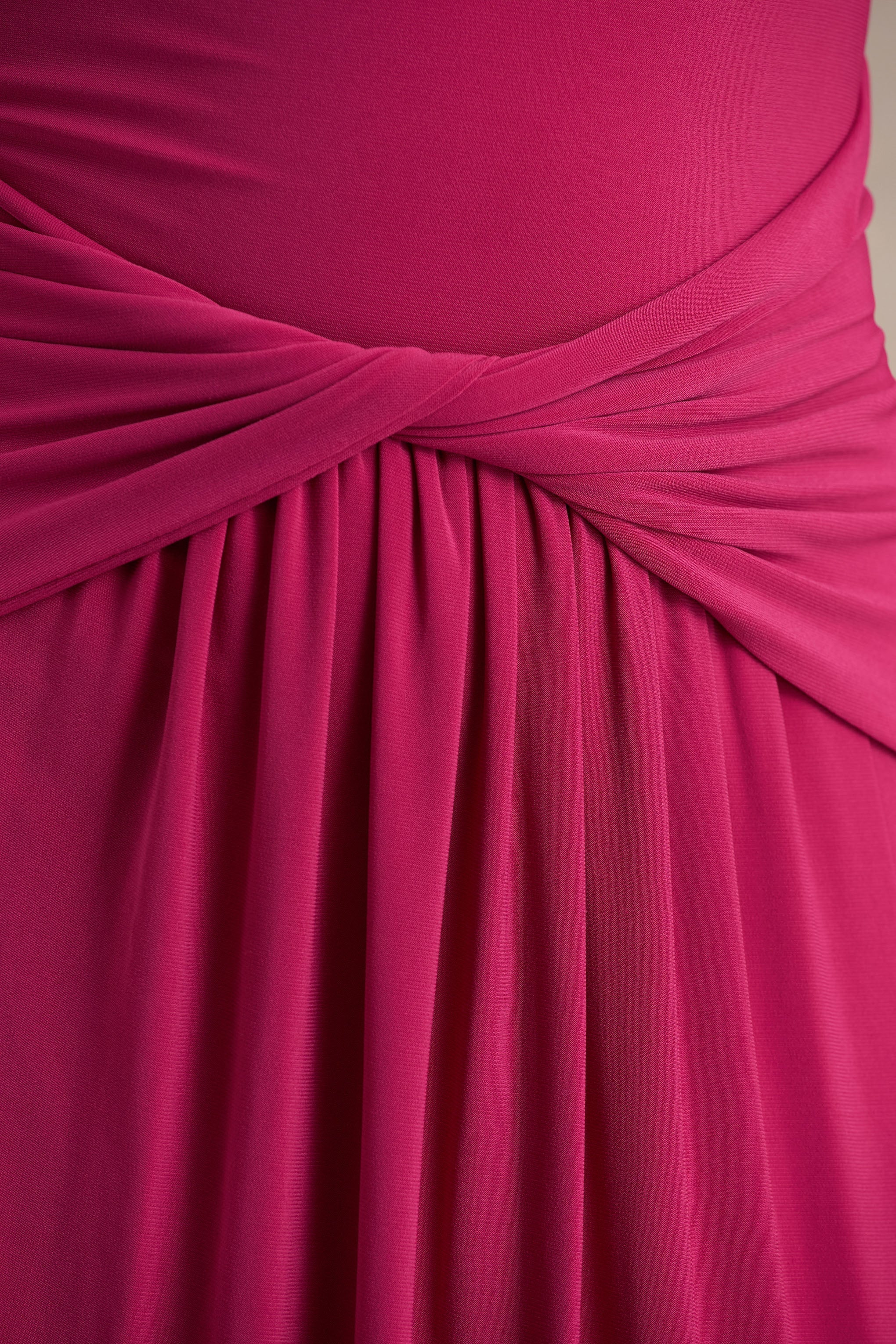 Hourglass Hot Pink Long Sleeve Twisted Maxi Dress With Split