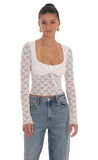 Long Sleeve Lace Top in White
