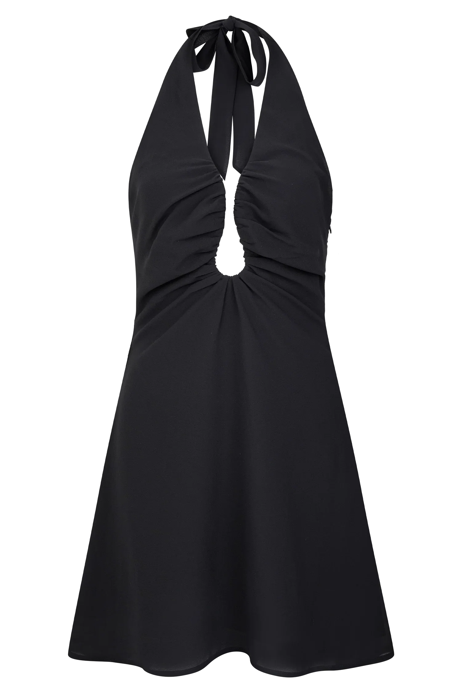 Malakhai Chiffon Halter Mini Dress Black
