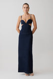 Amila Denim Cupped Maxi Dress Indigo Blue