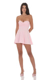 Lace Bust Fit and Flare Dress in Pink