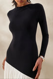 Jasira Black White Crew Neck Maxi Dress With Asymmetric Drop Waist