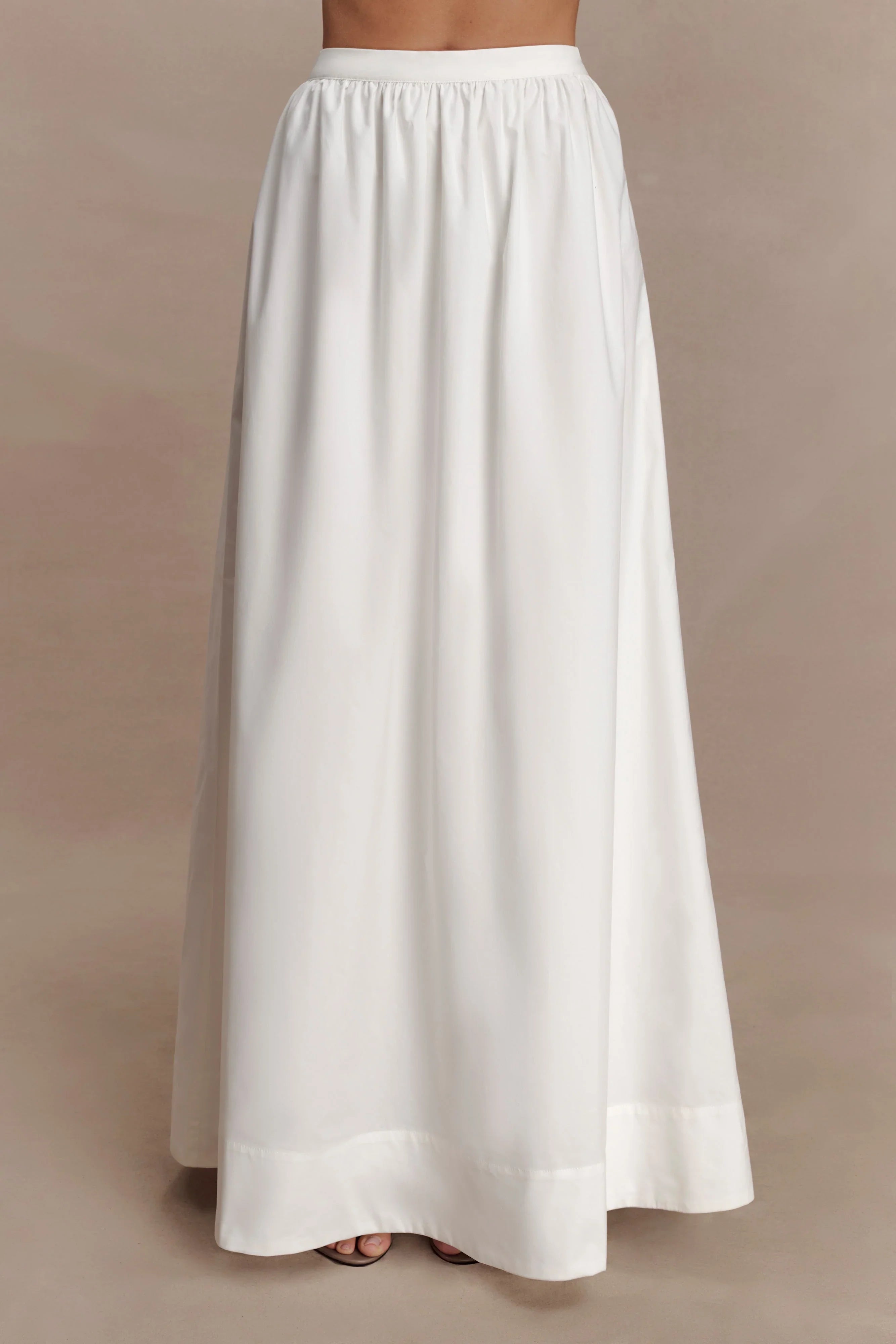 River Gathered Maxi Skirt White