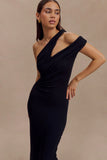 Anastasia One Shoulder Modal Midi Dress Black