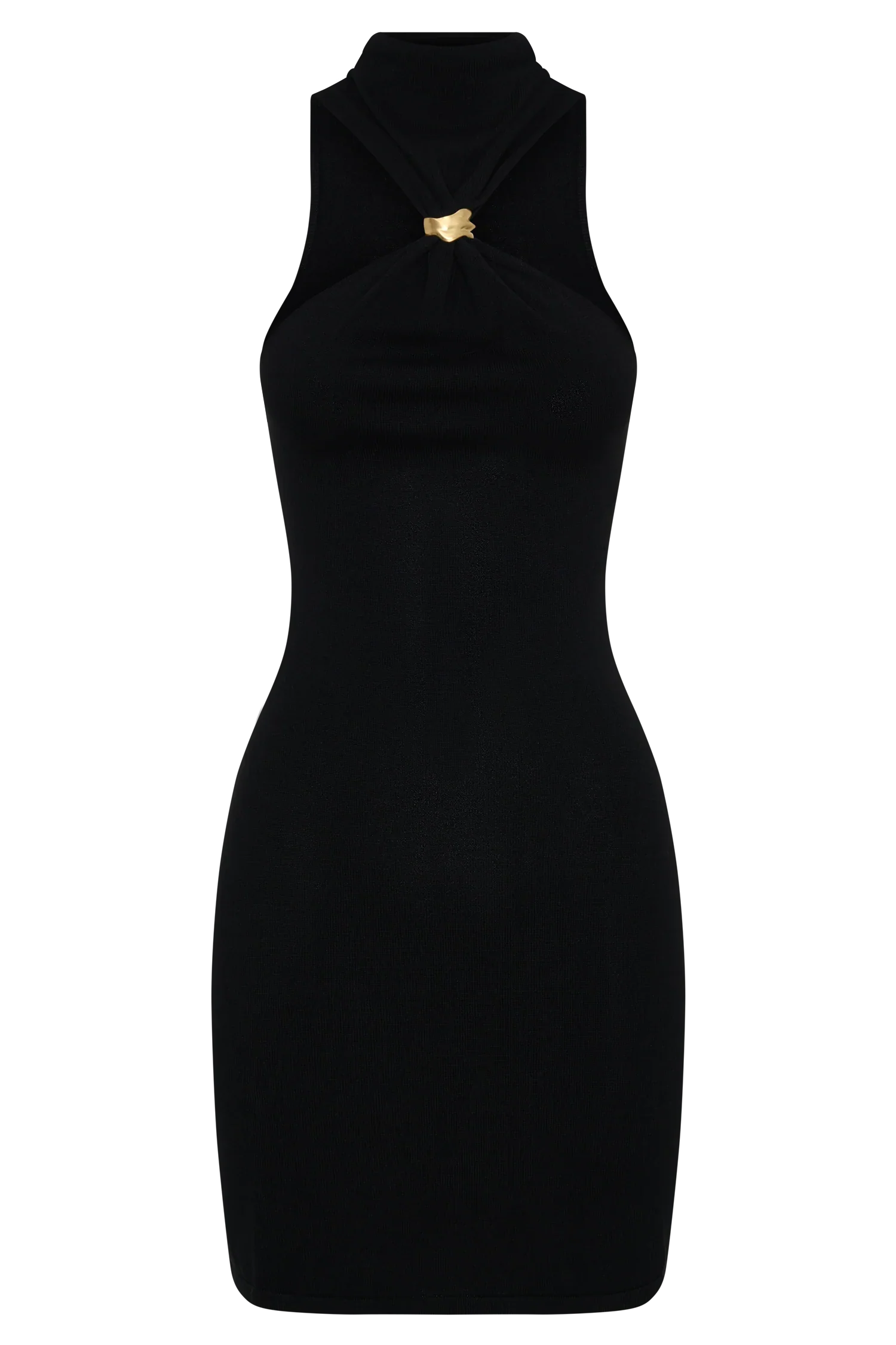 Hector Halter Neck Knit Mini Dress Black