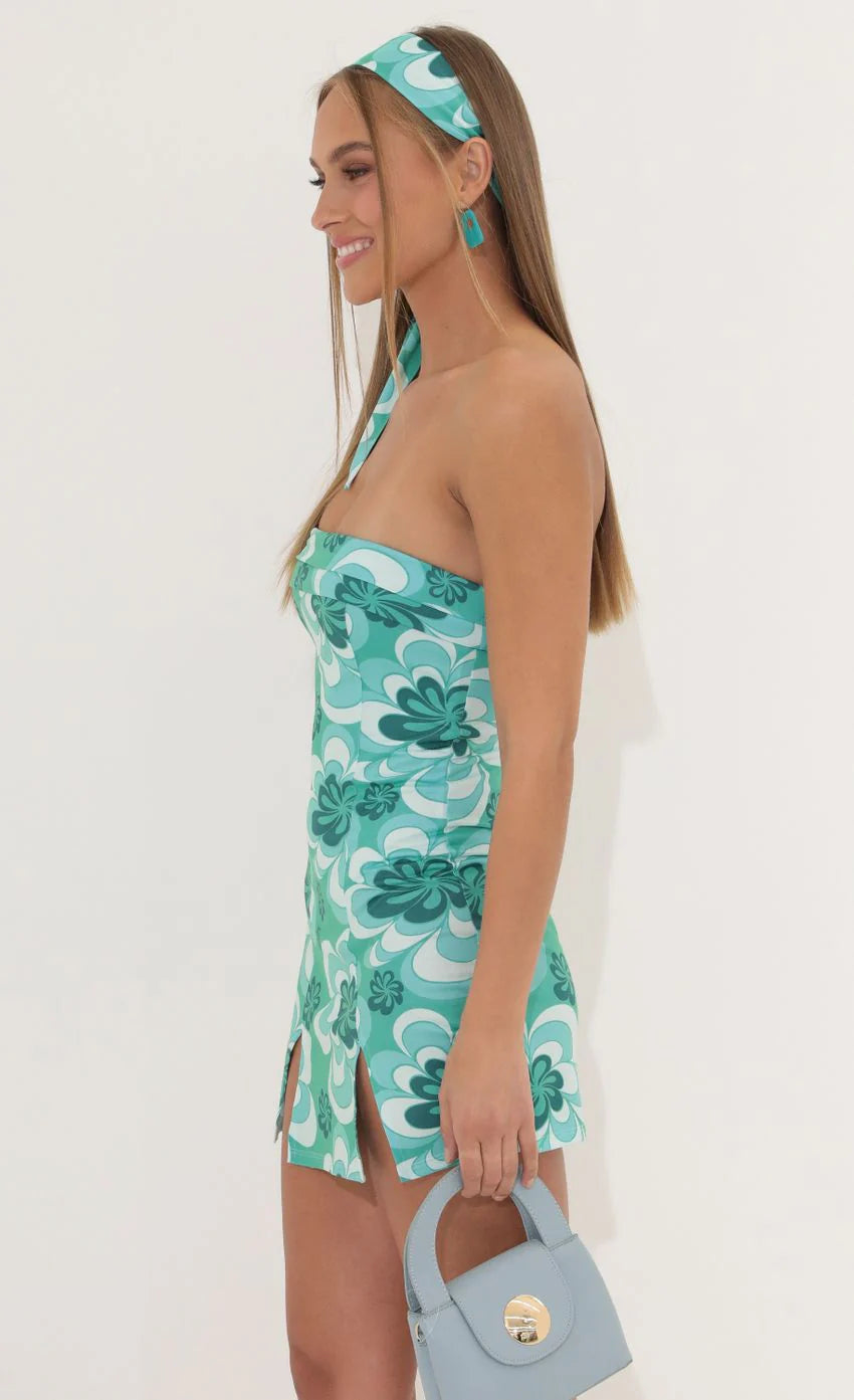 Bodycon Dress in Green Print