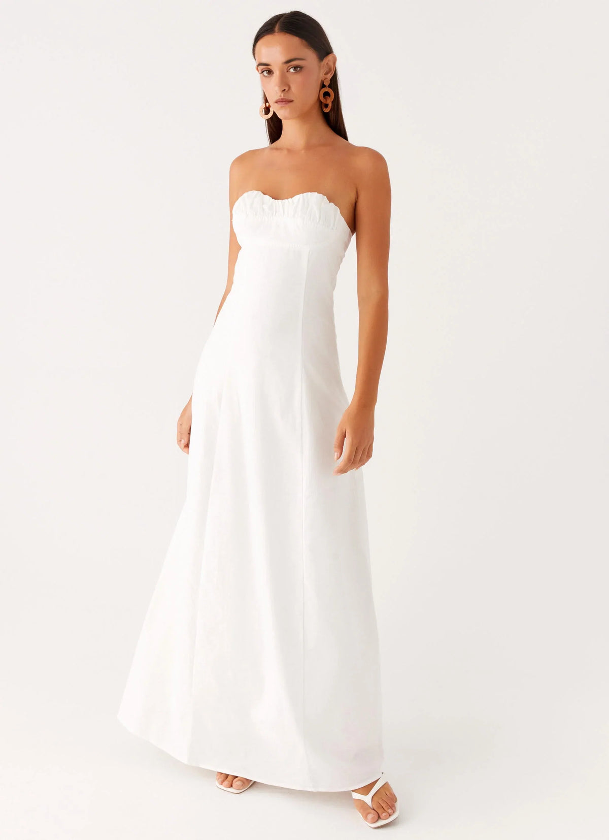 Tayla Linen Maxi Dress White