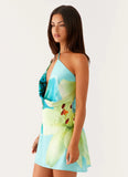 Aiva Mini Dress Turquoise Floral
