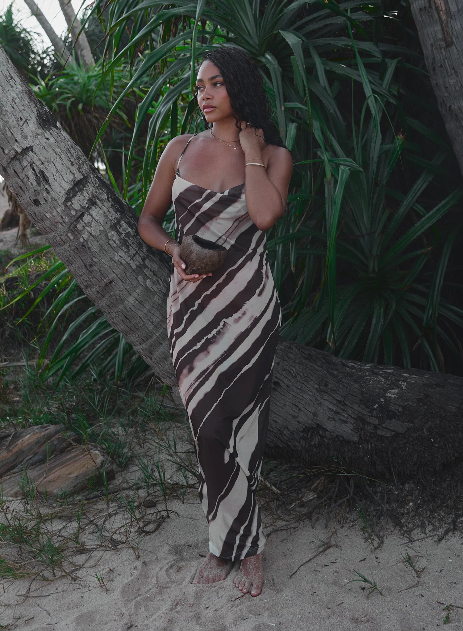 Printed Sheer Mesh Maxi Dress