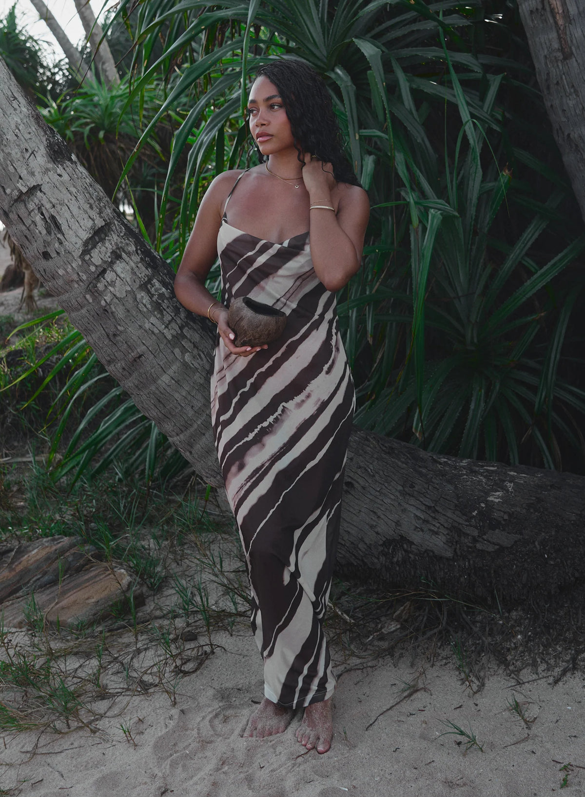 Printed Sheer Mesh Maxi Dress