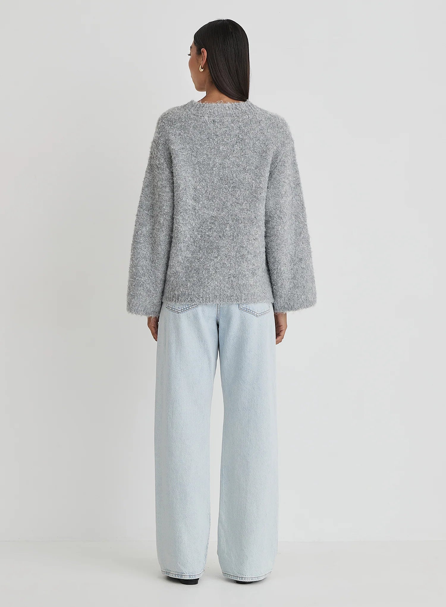 Grey Brushed Knit Cardigan