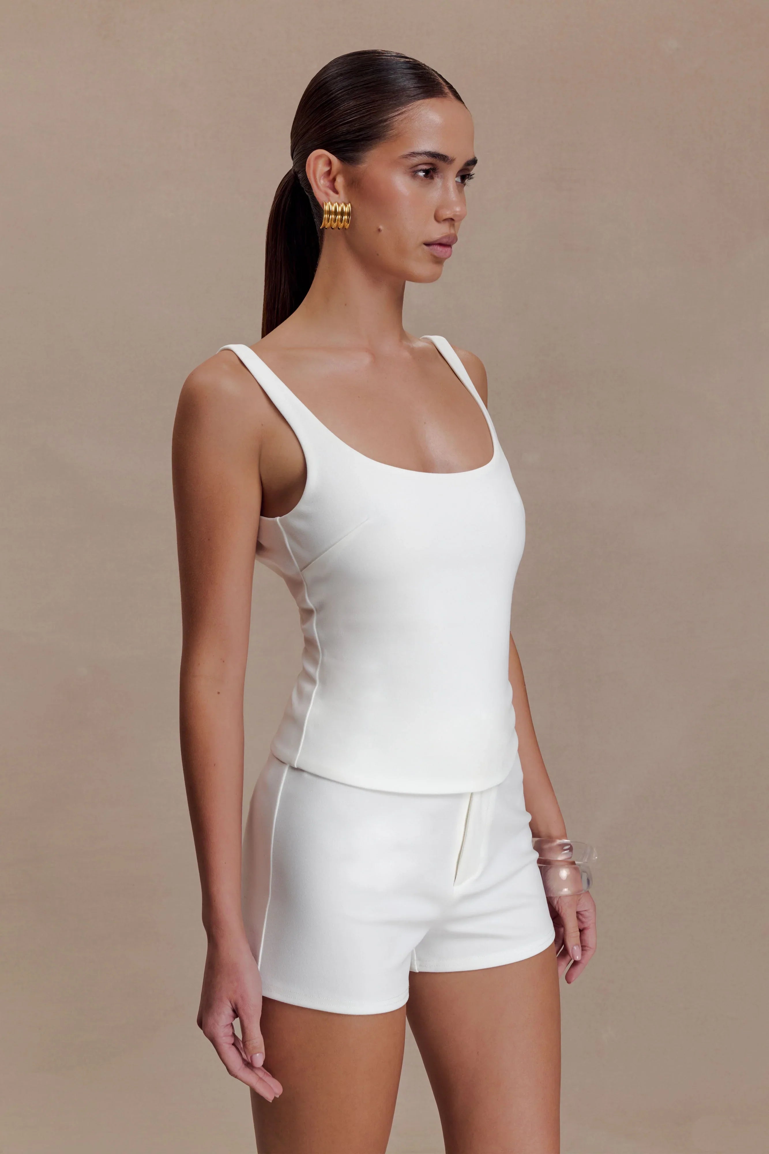 Blanca Stretch Crepe Cami Top White
