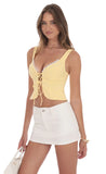 Front Tie Vest Top in Yellow