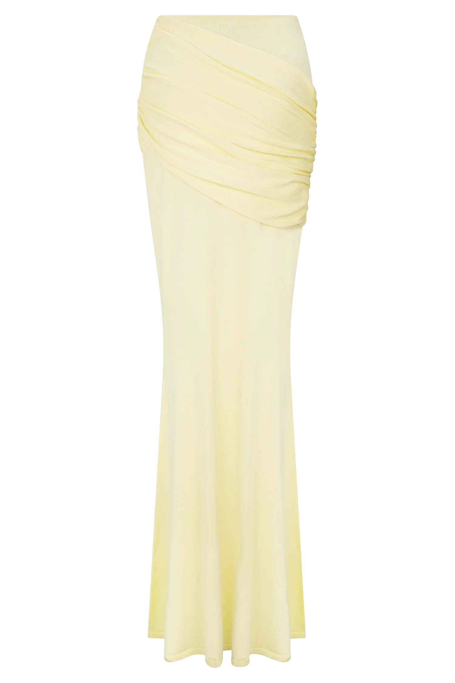 Irene Gathered Knit Maxi Skirt Lemon