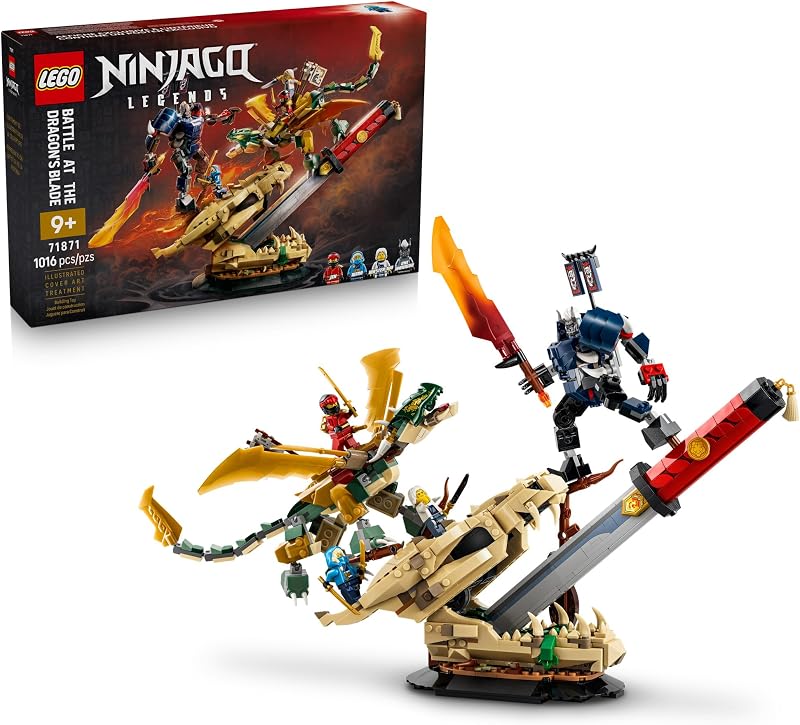 LEGO NINJAGO Battle at the Dragons Blade 71871 Collectible Building Toy for Boys Girls Ages 9 Display Set for Bedroom or Desk 4 Minifigures 1016 pieces Gift Ideas