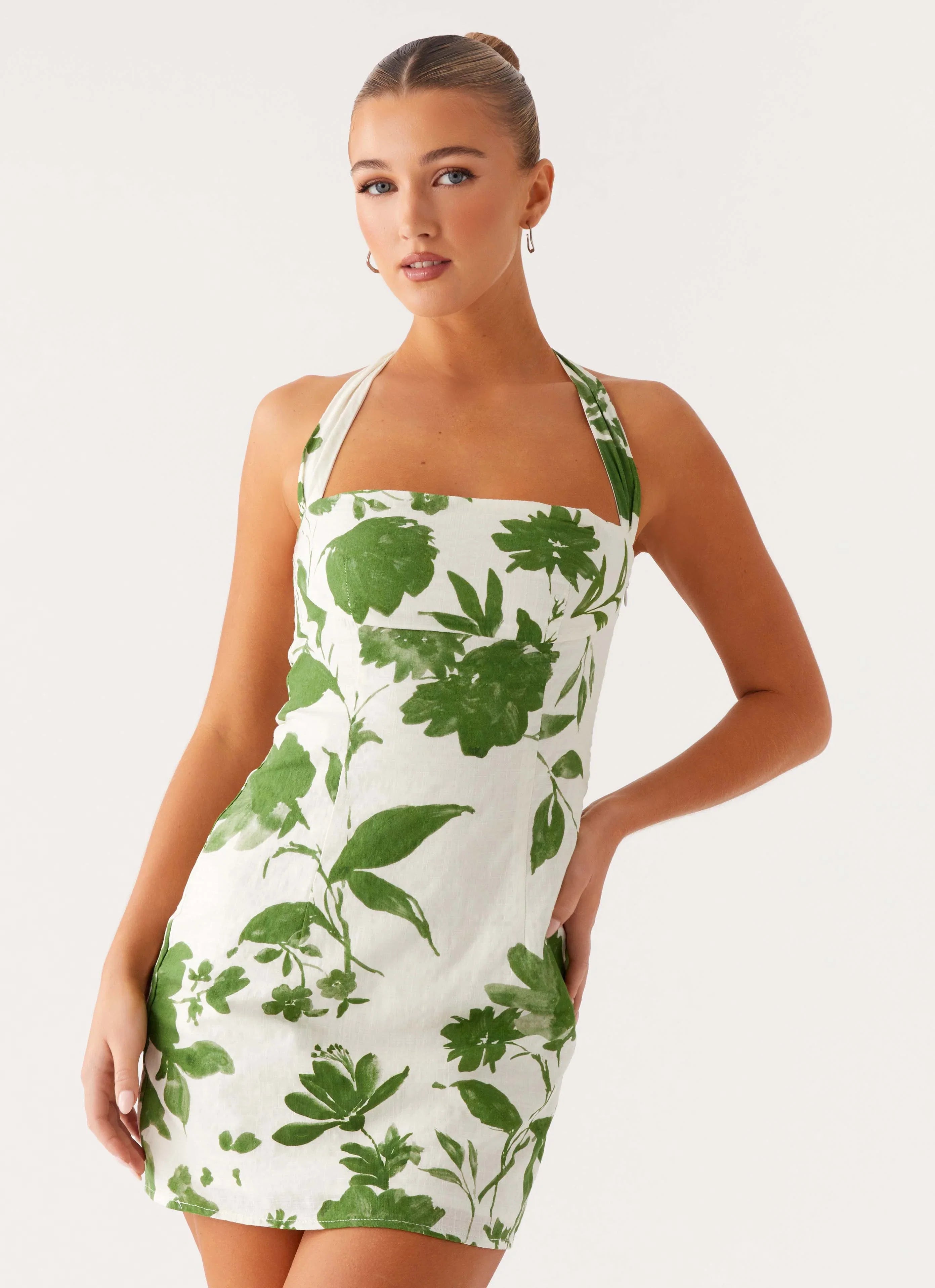 Melora Cotton Mini Dress Verdant Bloom