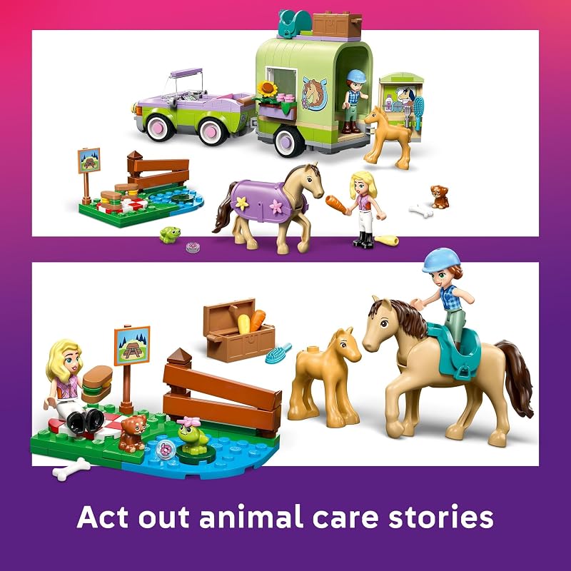 LEGO Friends Horse Baby Foal Trailer Building Toy for Girls Boys Pretend Play Set for Kids Ages 7 W Autumn Matilde Minidolls Toy Animals Accessories Gift Idea for Birthdays 42695