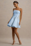 Bruna Powder Blue Bandeau Skater Mini Dress