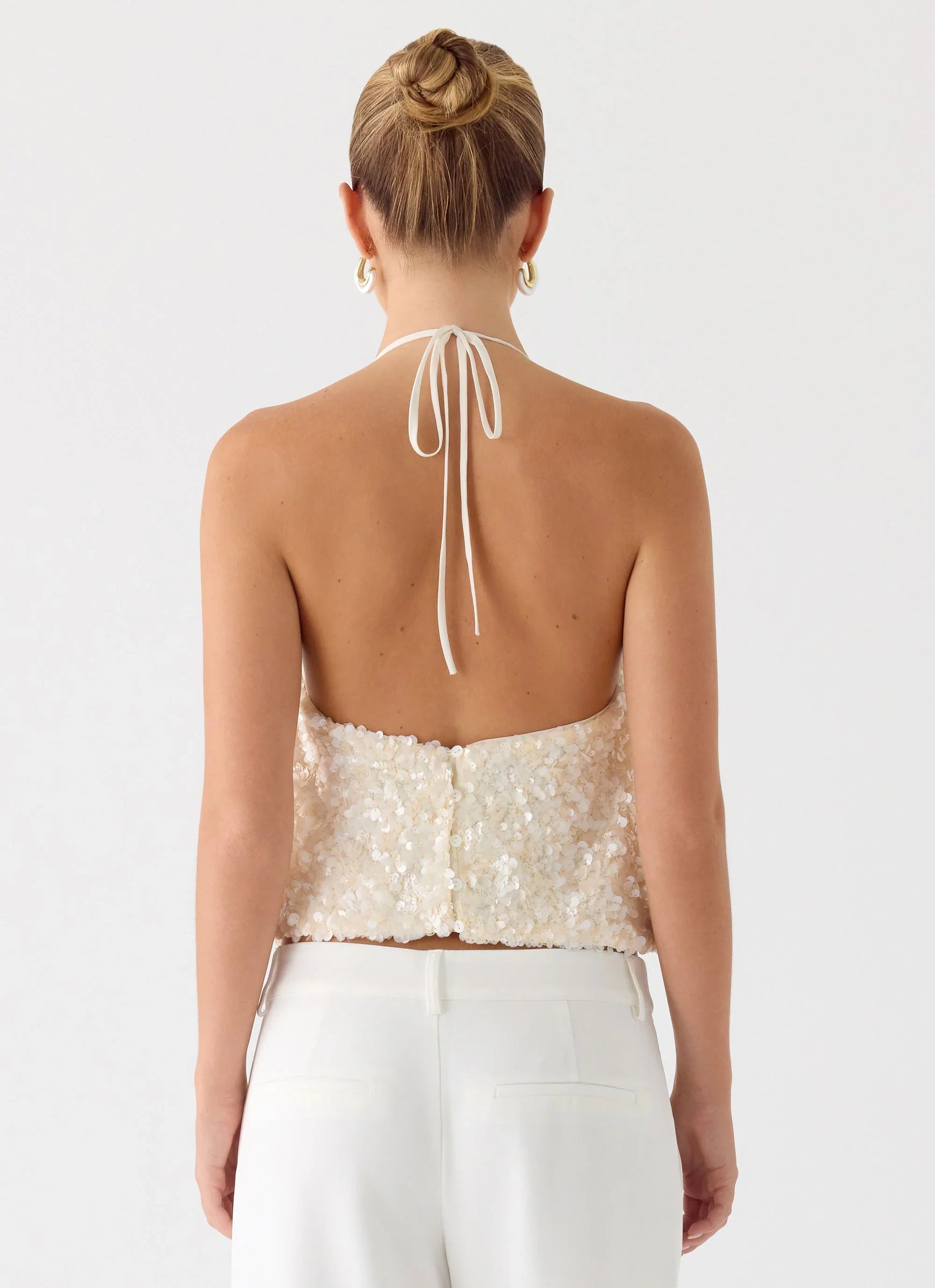 Amelita Sequin Top Ivory