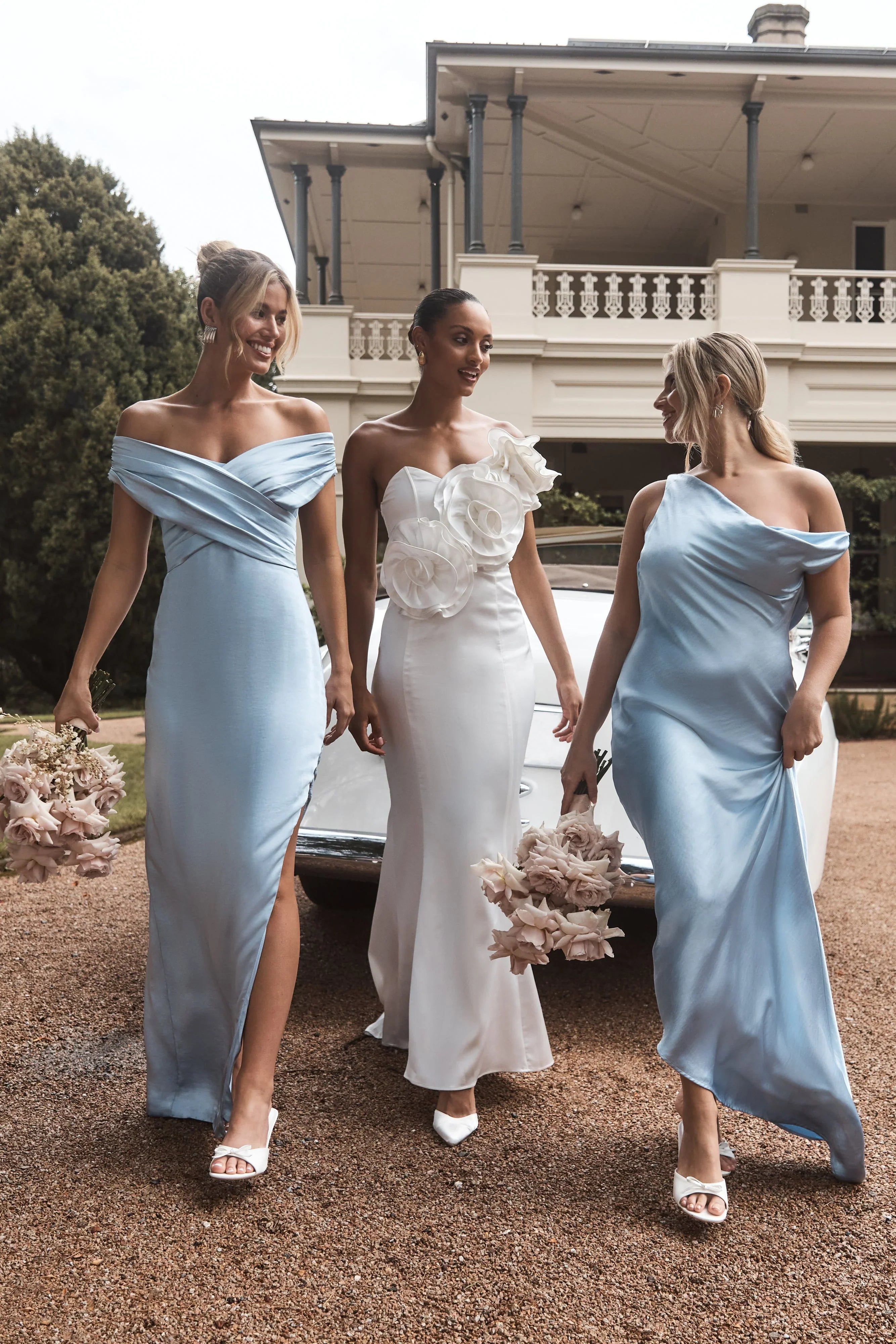 Yvette Slip Maxi Dress With Asymmetrical Hem Cornflower Blue