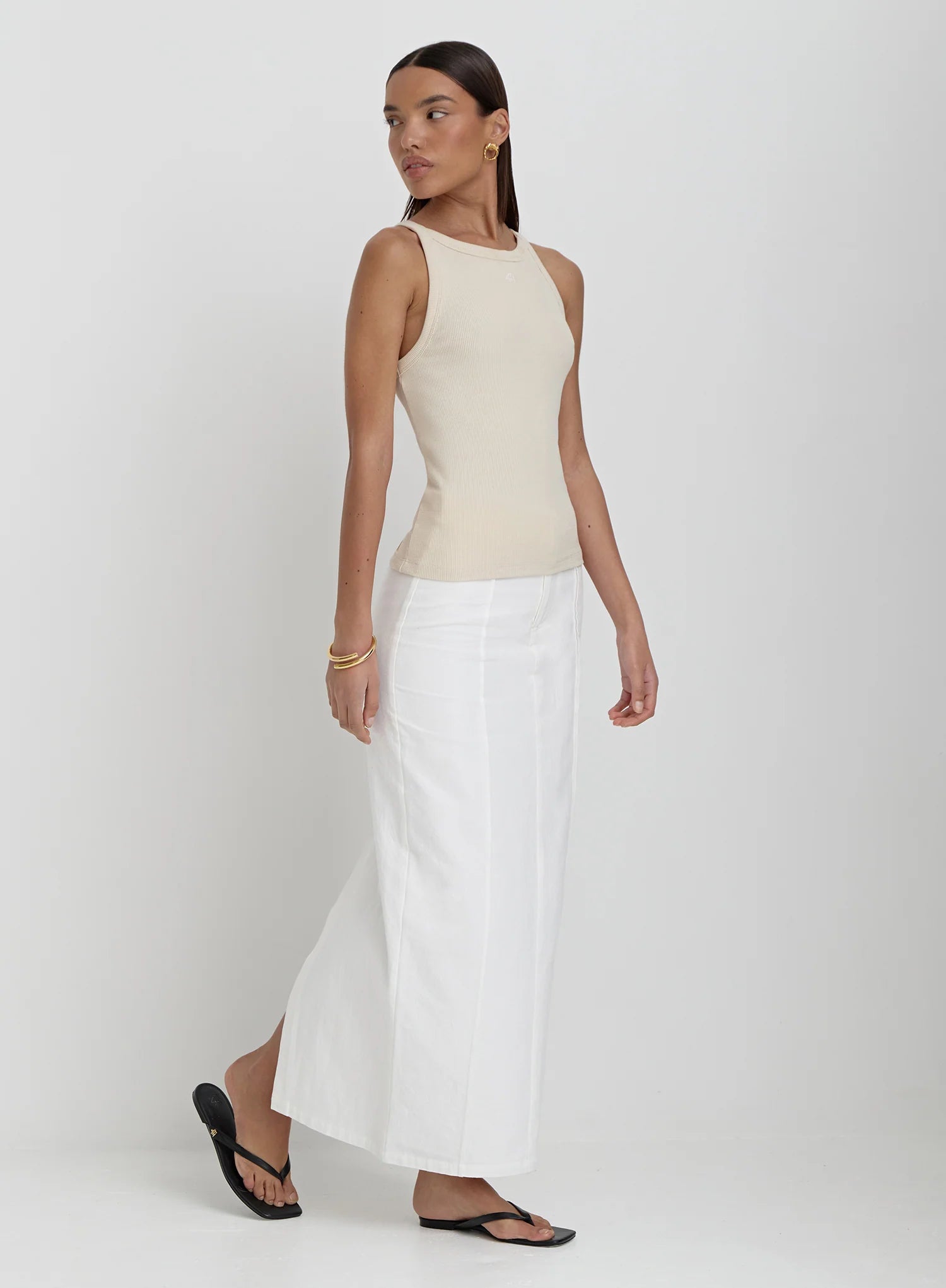 Beige Ribbed 4th Racer Vest