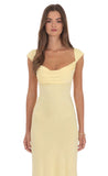 Strappy Cowl Neck Maxi Dress in Yellow
