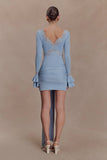 Electra Slinky Lace Mini Dress Pale Blue