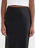Black Satin Midaxi Skirt