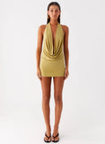 Haisley Cowl Mini Dress Lime Green