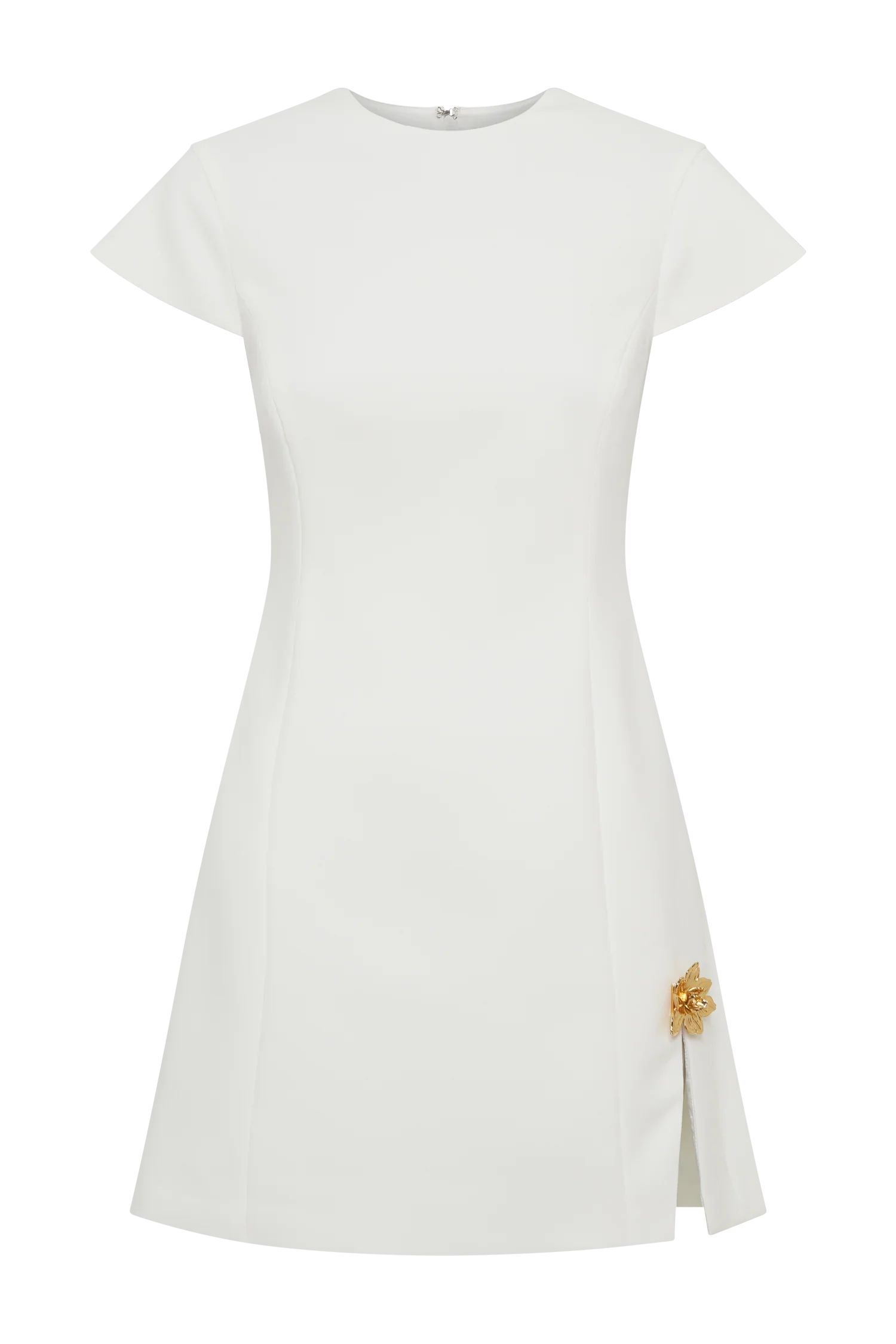 Remi Suiting Mini Dress With Floral Hardware White