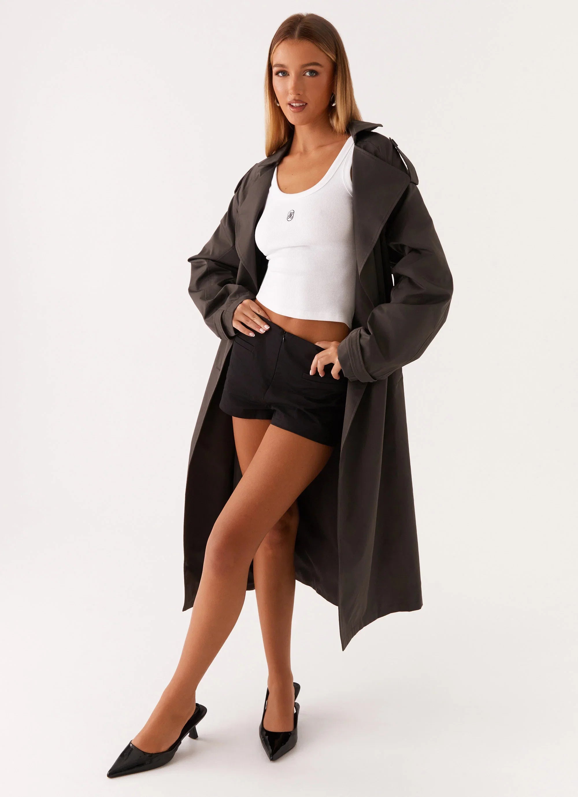 Brighton Oversized Trench Coat Grey