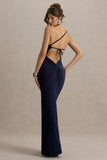 Dressing Up Navy One Shoulder Maxi Dress With Open Back Detail